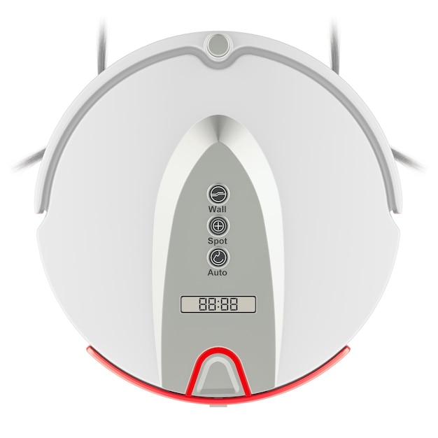 Roboter-Staubsauger Top-View 3D-Rendering isoliert auf durchsichtigem Hintergrund