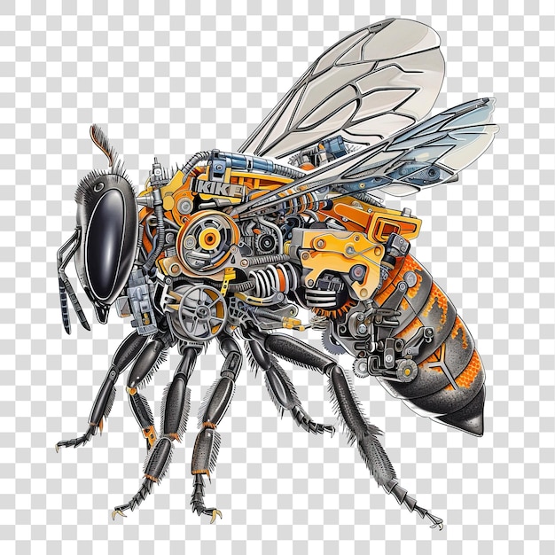 PSD robotic bee isolated on transparent background png