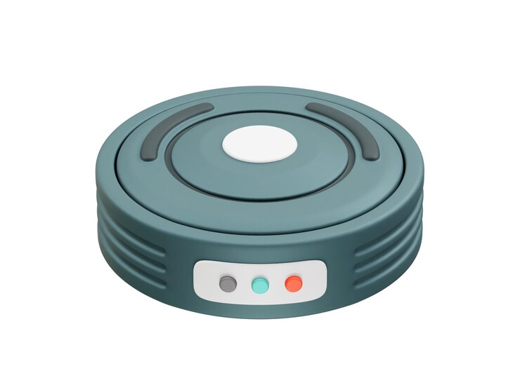 PSD robotic vacuum cleaner with control panel icon 3d render illustration robotic vacuum cleaner icon 3