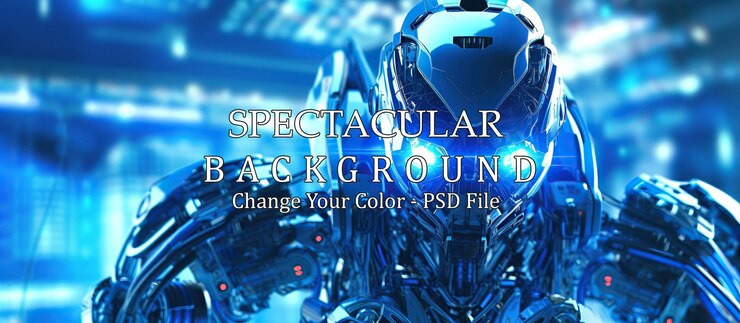 PSD robotics technology background futuristic fourth industrial revolution