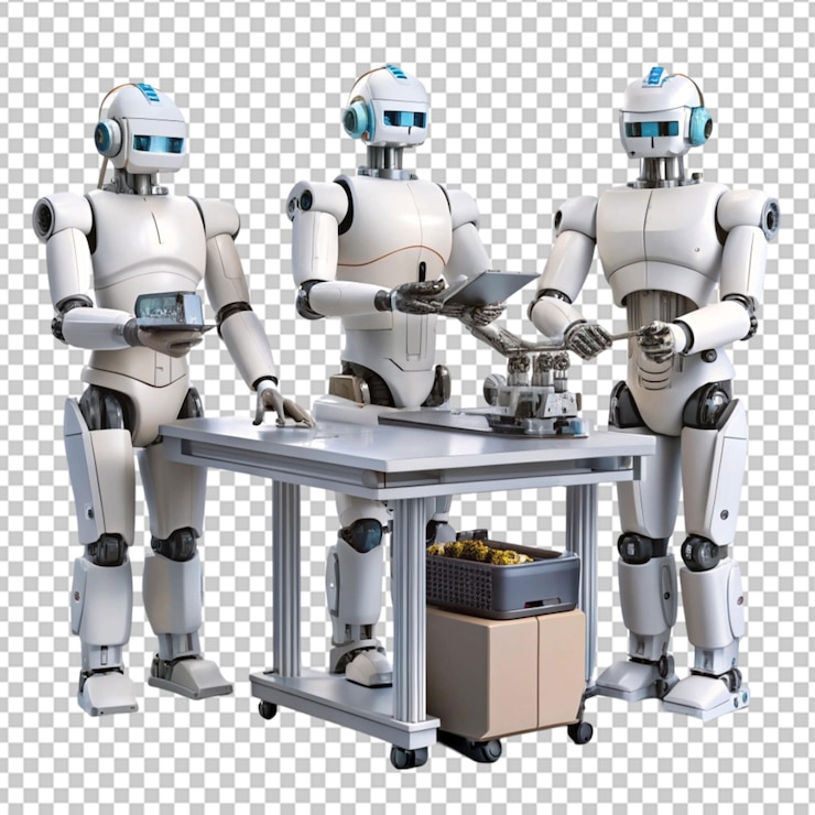 PSD los robots automatizados están trabajando.