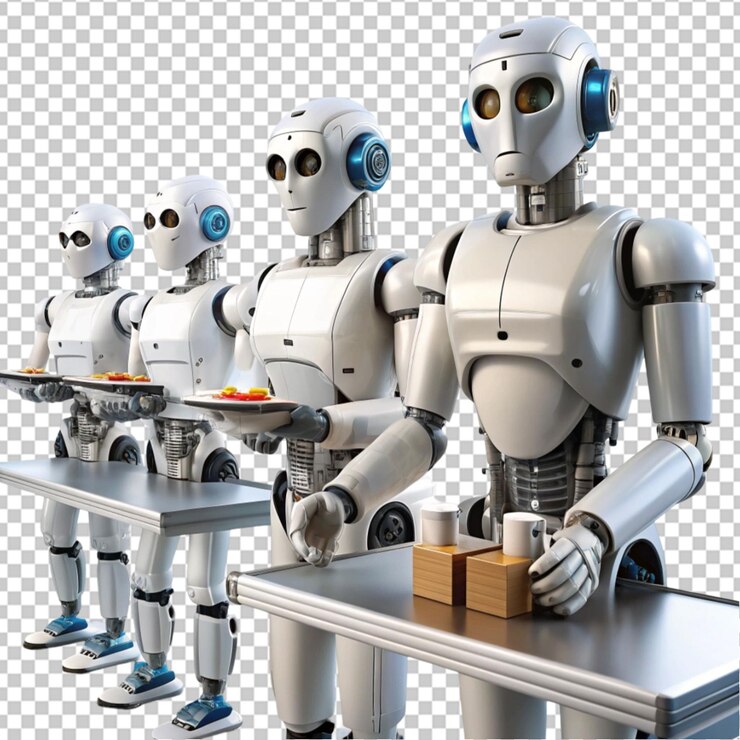 PSD los robots automatizados están trabajando.