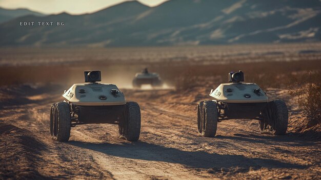 Robots autónomos atravesando un paisaje desértico 1