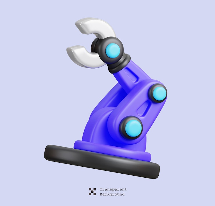 PSD robots de fabricación de armas icono aislado soporte de ia e inteligencia artificial renderización 3d