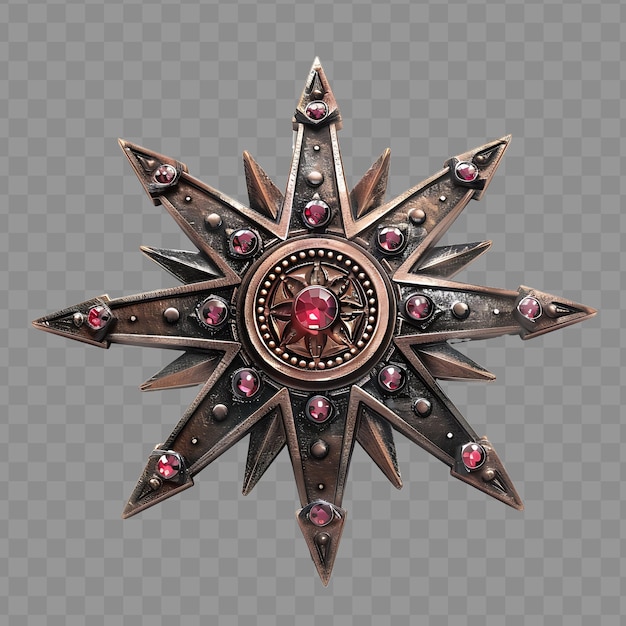 PSD robusta estrela da manhã de cobre estampada com rubies e equilibrado ativo de jogo conceito isolado design png