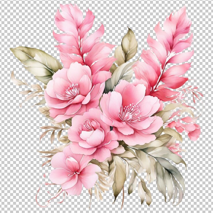 PSD roca de flores en acuarela