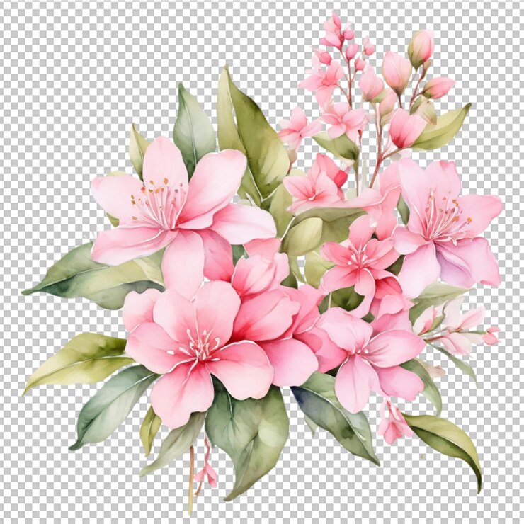 PSD roca de flores en acuarela