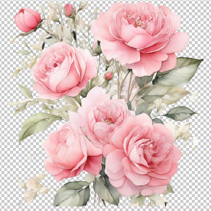 PSD roca de flores en acuarela