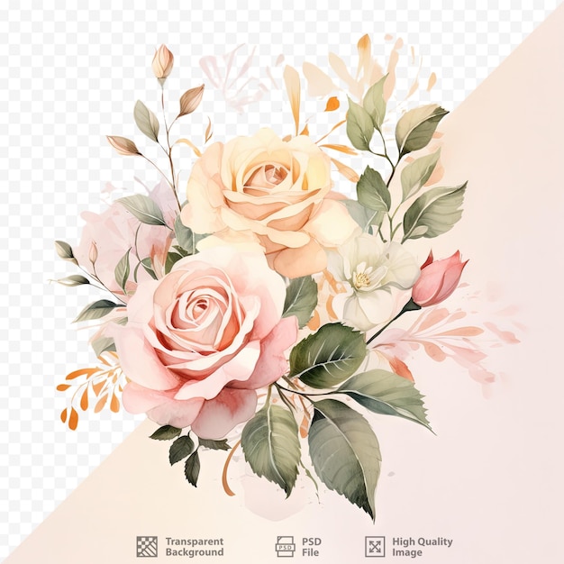 PSD roca de rosas de acuarela ilustrativa