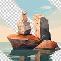 PSD las rocas costeras en la naturaleza simbolizan el equilibrio y la armonía