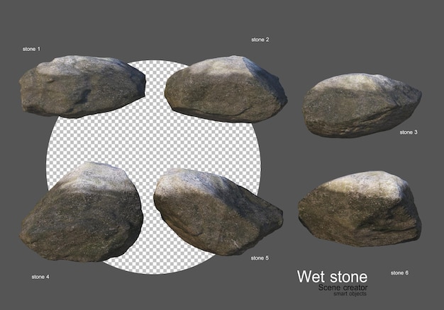 Rocas mojadas de varias formas