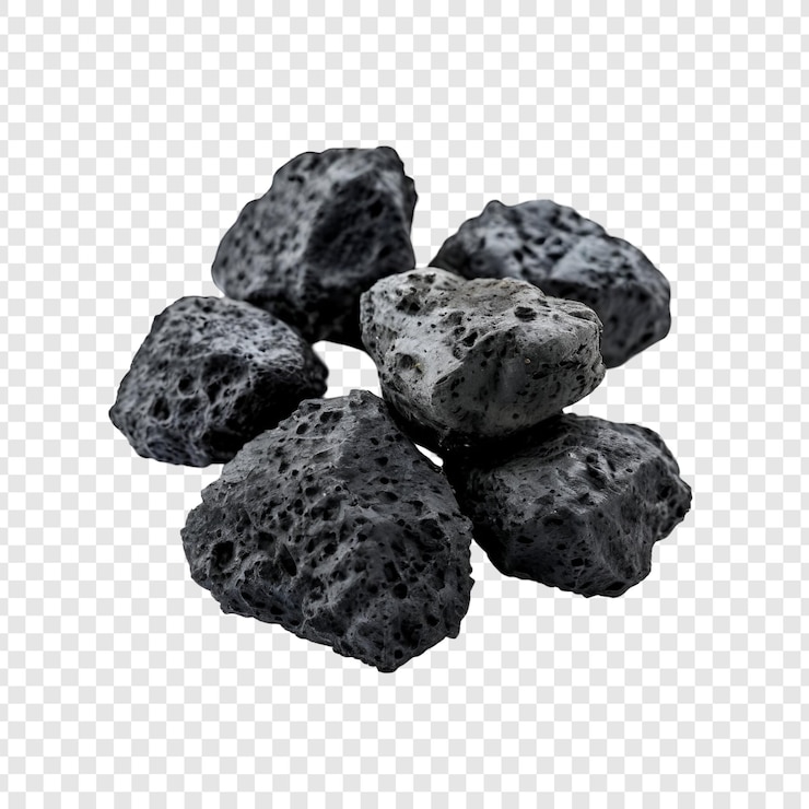 PSD rocas volcánicas oscuras formas irregulares textura gris pila de piedra superficie áspera minerales naturales ge