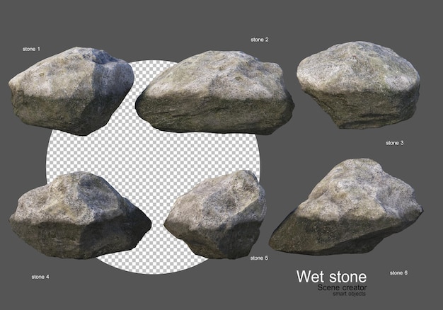Rocce bagnate di varie forme