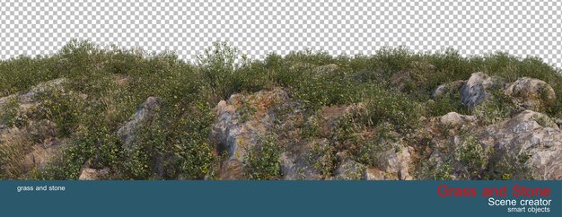 rochers et herbe poussant sur la colline