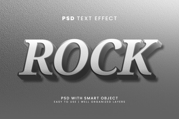 Rock 3d efeito de texto editável com estilo de texto de cimento e pedra