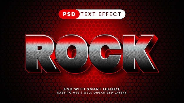 Rock editierbarer texteffekt mit grauem und rotem textstil