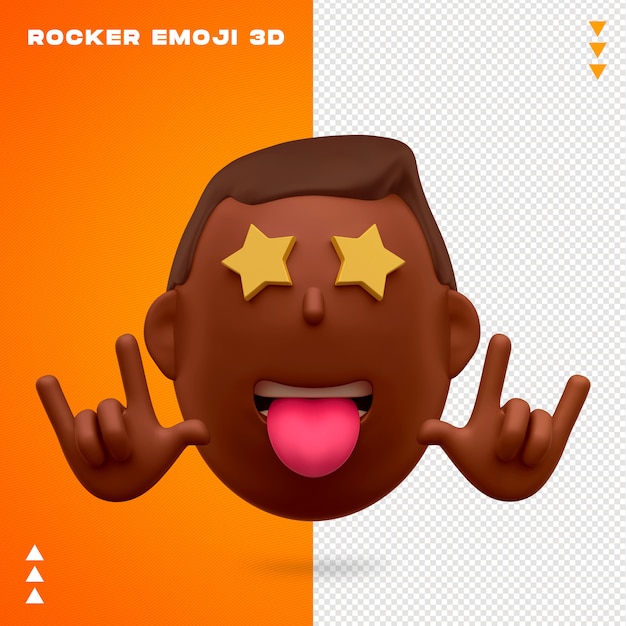 Rocker emoji diseño 3d