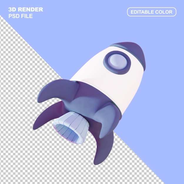 Rocket 3D-Rendering in Pastellfarben
