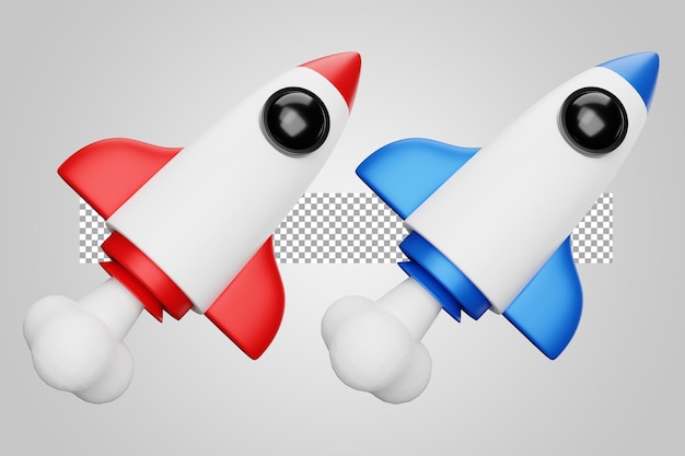 Rocket 3D-Start isoliert auf transparentem Hintergrund