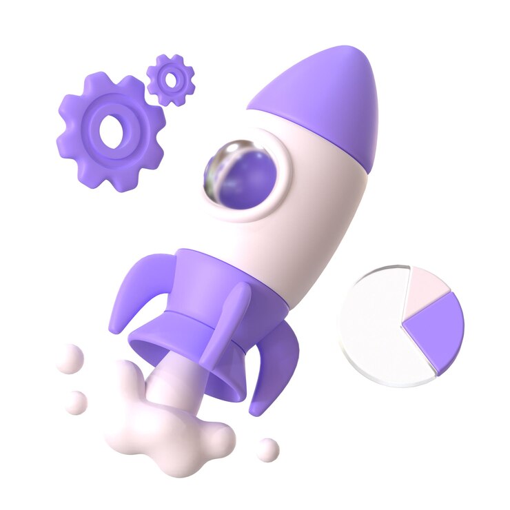 PSD rocket business startup 3d object