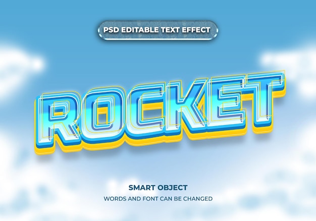 Rocket-cartoon-texteffekt im 3d-stil