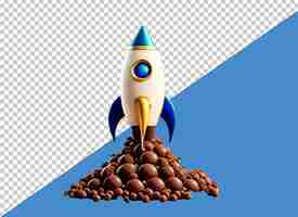 PSD rocket de chocolat 3d sur le concept d'entreprise png