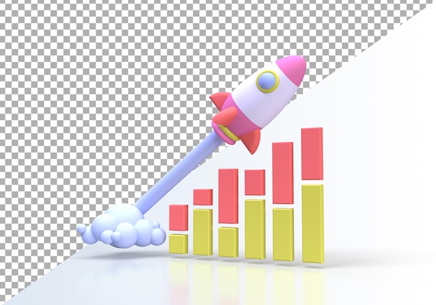 Rocket Launches oder Space Ship Concept Illustration Landing Page Template für den Hintergrund des Geschäftsideenkonzepts