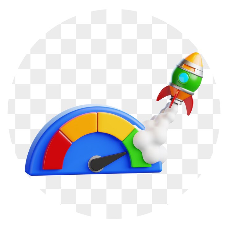 PSD rocket launching from a speedometer gauge concept of growth