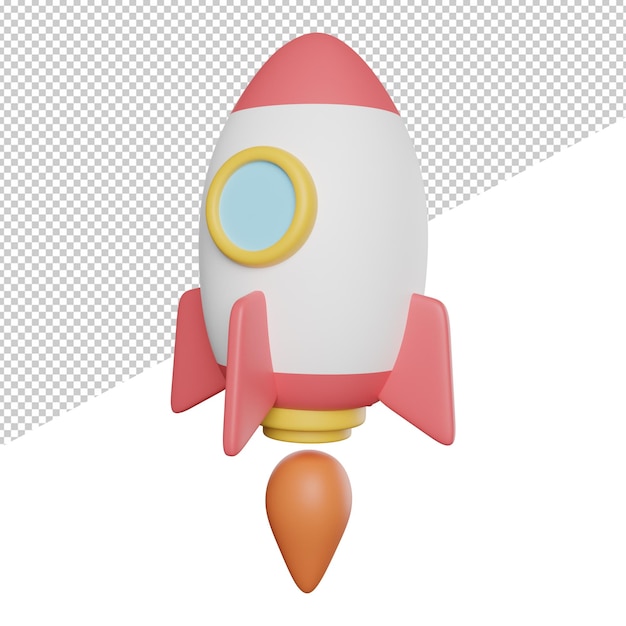 Rocket Start It Up vista lateral 3 ilustração do ícone de renderização em fundo transparente