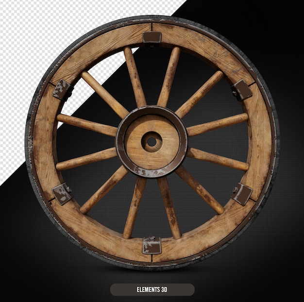 PSD roda de madeira de carruagem velha