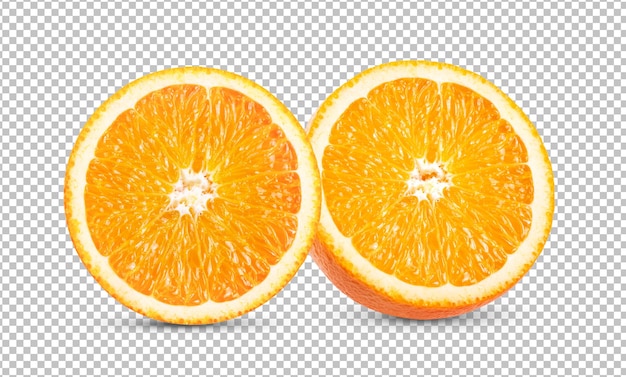 PSD rodaja de naranja aislada en capa alfa