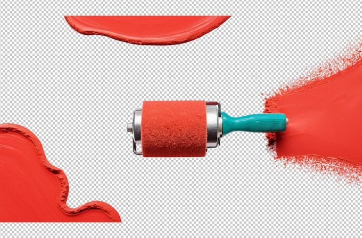 PSD el rodillo de pintura roja pinta fácilmente las superficies