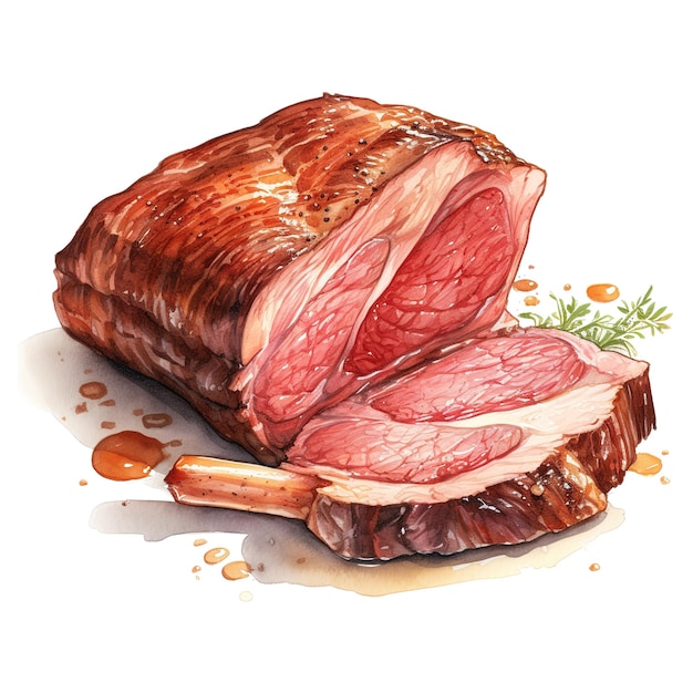 PSD röstete prime rib foods illustration aquarell-stil ki generiert