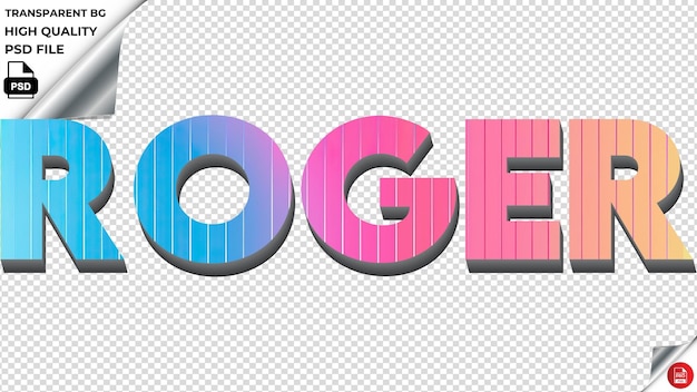 Roger typographie regenbogen farbenfroher text textur psd durchsichtig