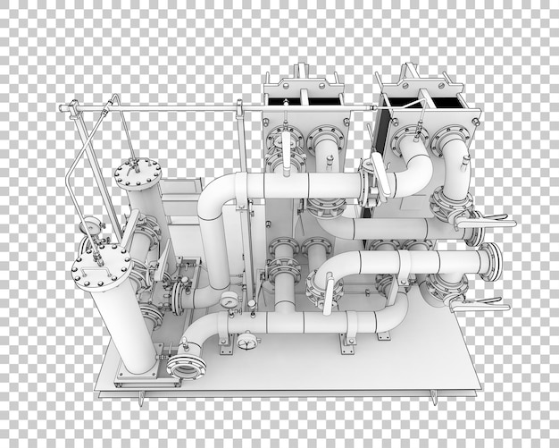Rohrbaugruppe isoliert auf transparentem Hintergrund 3D-Rendering-Illustration
