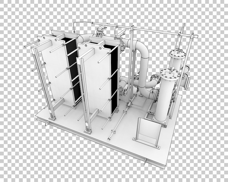 PSD rohrbaugruppe isoliert auf transparentem hintergrund 3d-rendering-illustration