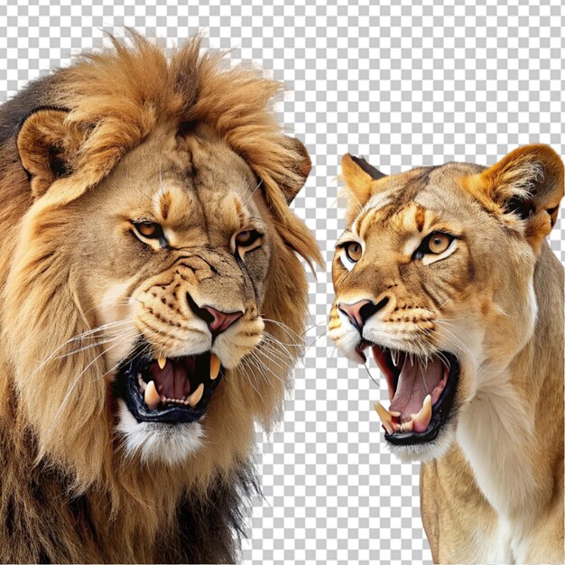 PSD le roi lion un portrait de lion rugissant agressif