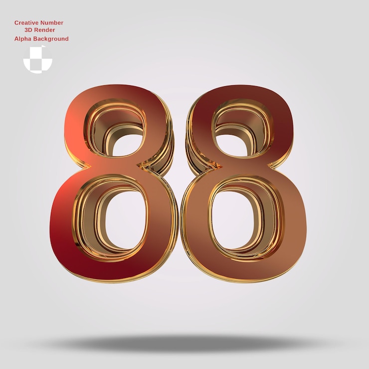 PSD rojo 3d número 88