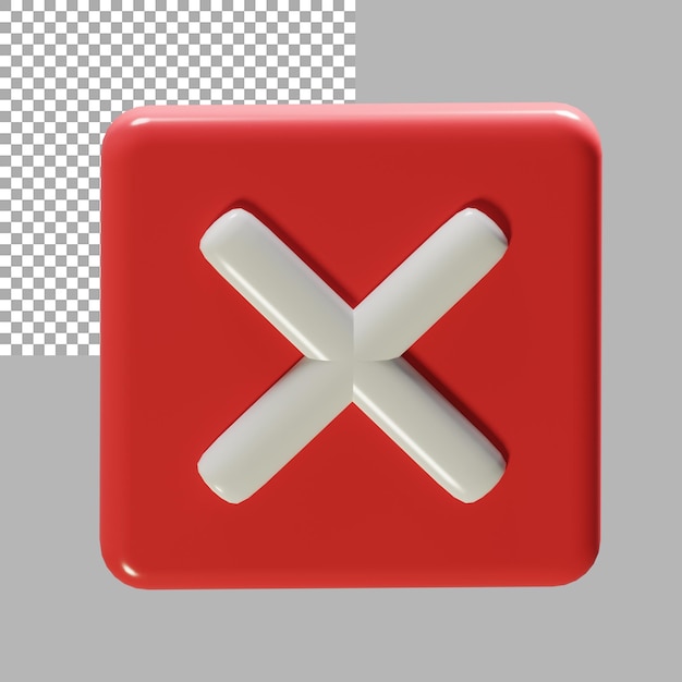 PSD rojo cancelar icono 3d render ilustración
