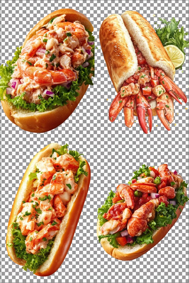 Rol de langosta fresco y salado hiperrealista aislado PNG con fondo transparente claro altamente D