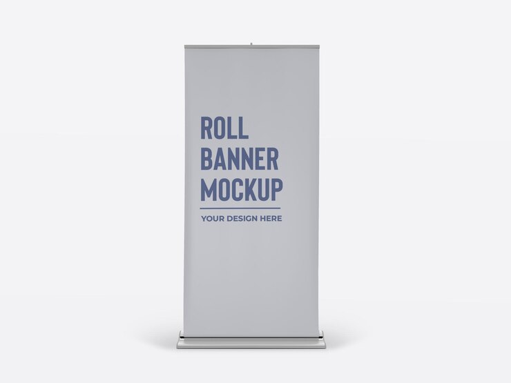PSD roll banner mockup for advertising and presentation
