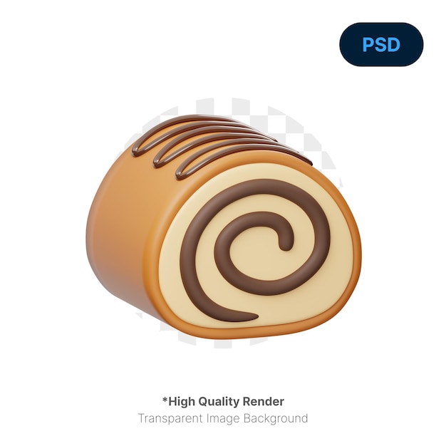 PSD roll cake 3d icon premium psd