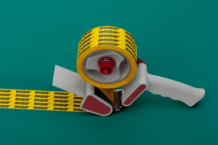 PSD roll of regular adhesive tape mock-up with tool