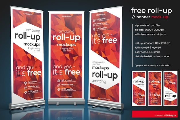 Roll stands Mockup PSD (Discos de juego en rollo)