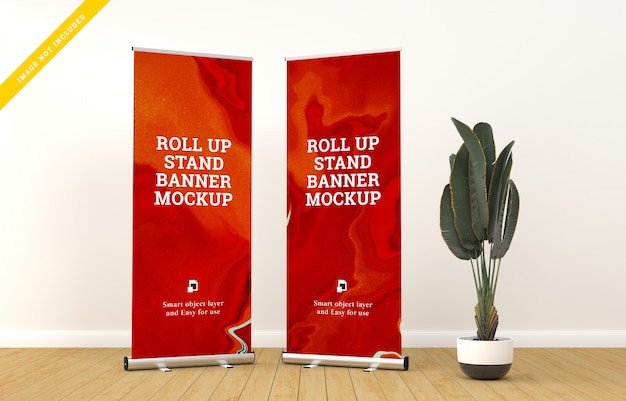 Roll Up Banner Stand Mockup. Modello PSD.