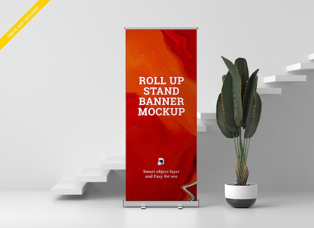 Roll Up Banner Stand Mockup. Modello PSD.