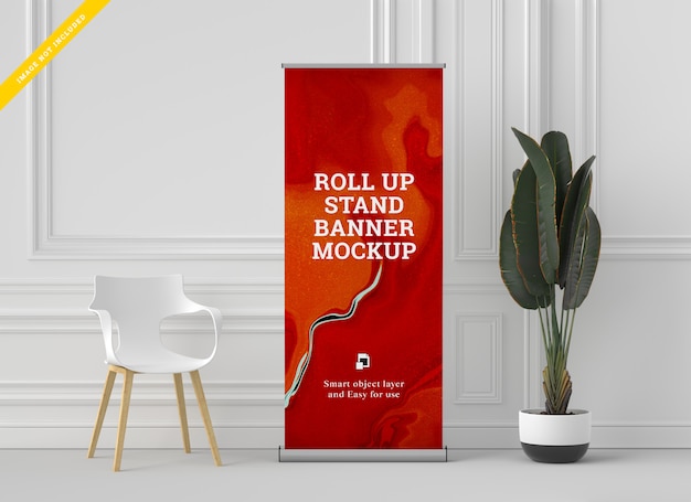 PSD roll up banner stand mockup. modelo .