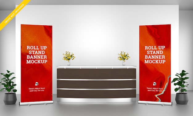 Roll Up Banner Stand Mockup à La Réception