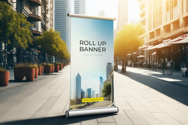 Roll up banner su una strada cittadina