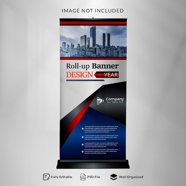 Roll-up-Banner-Vertikalvorlage für Broschüren und Geschäftsflyer